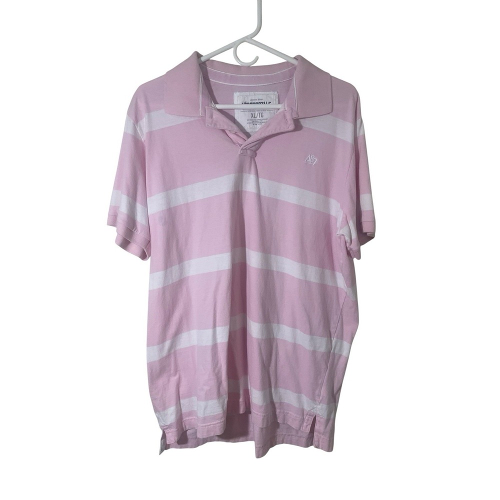 Y2k Aeropostale Pink Striped Polo Shirt Rugby Mens Size XL Preppy Embroidered
